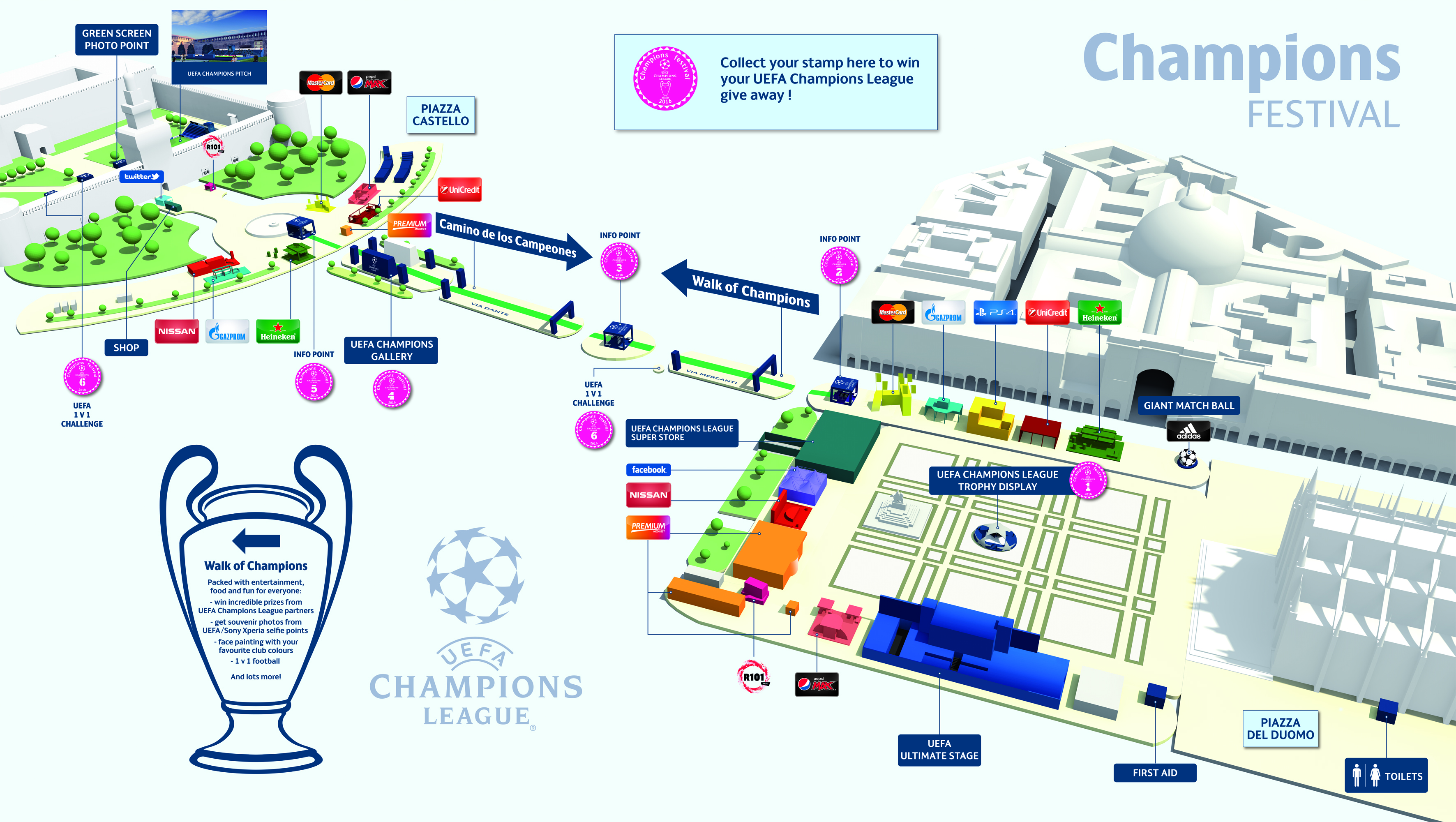 Mapa Champions Festival Milan